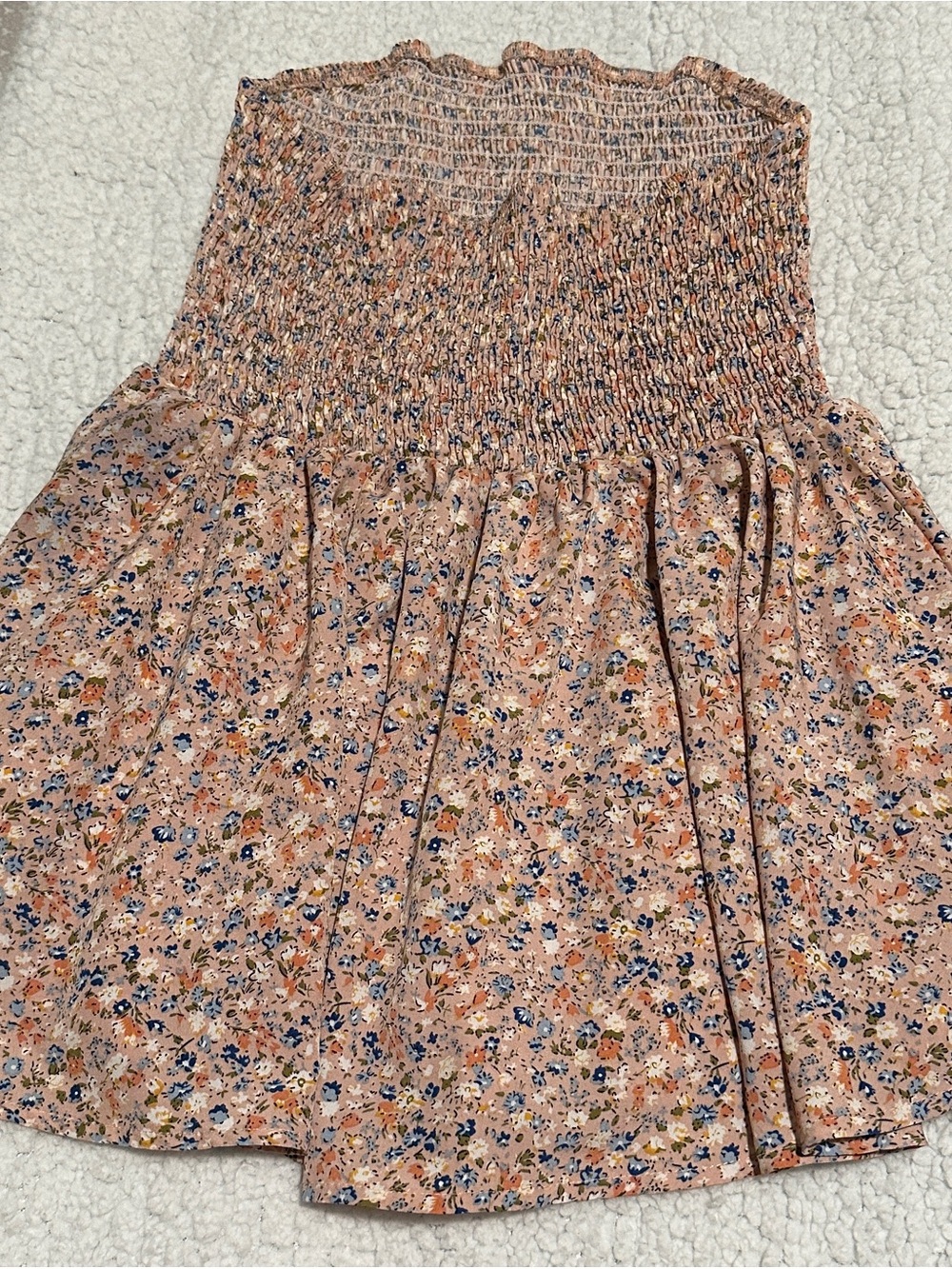 Smocked Floral Peach Tube Top Size XL - Picture 4 of 5
